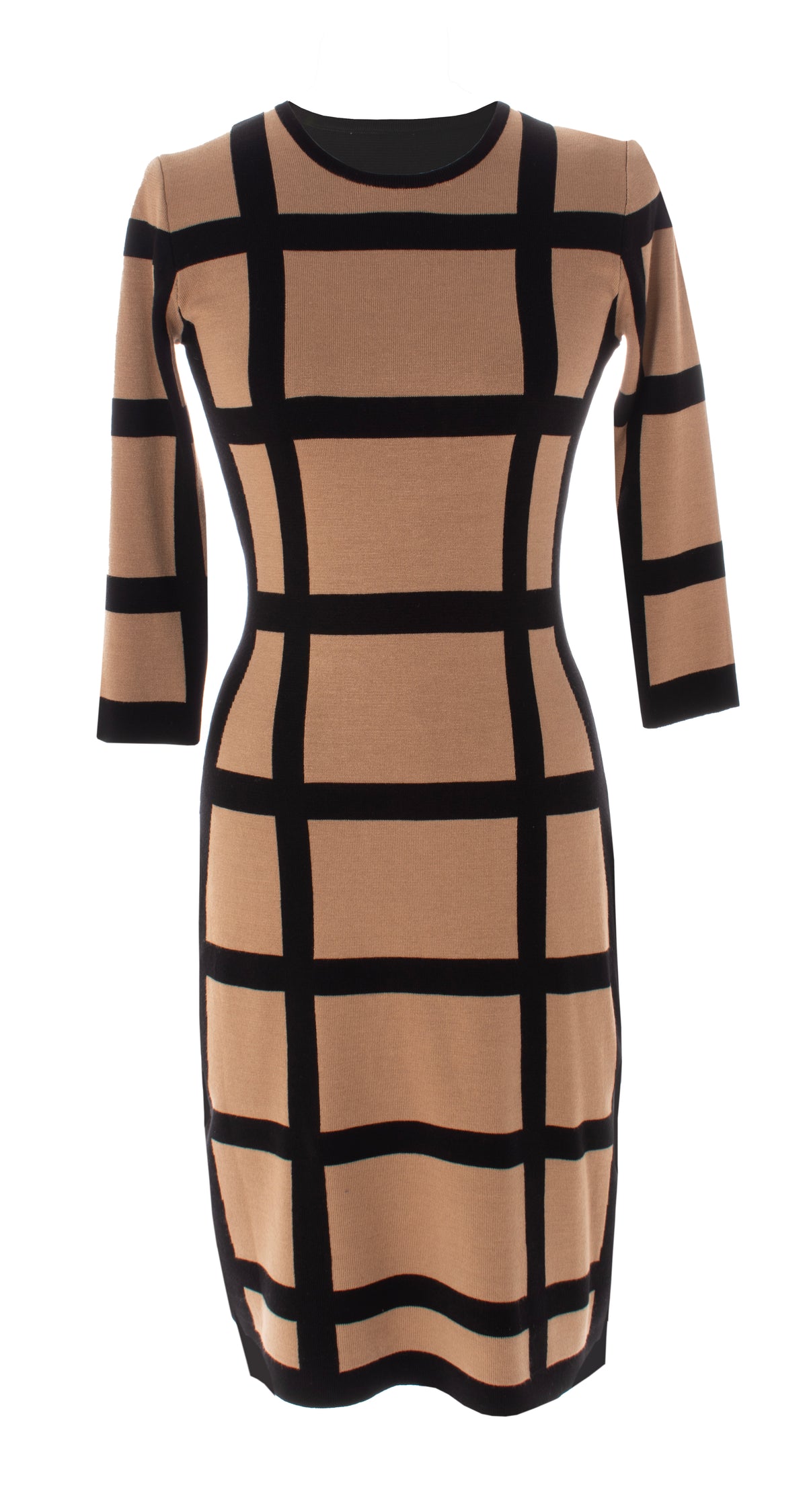 Maison Tara Toffee & Black Windowpane Sweater Dress