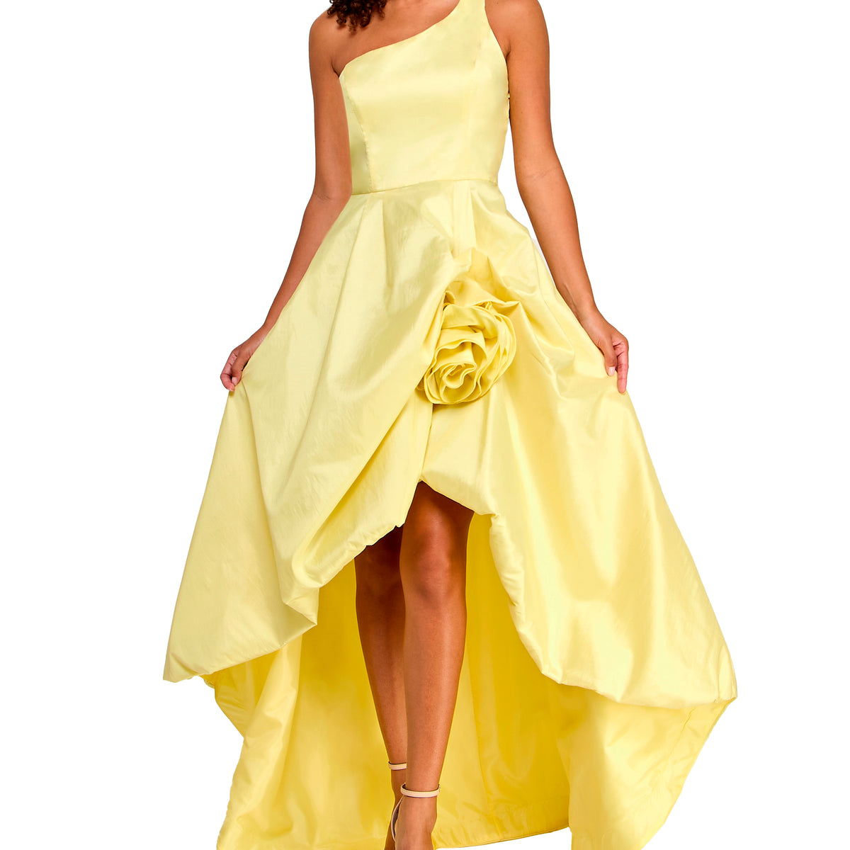 Violet Weekend Juniors One-Shoulder Rosette Gown - Lemonade Violet Weekend Juniors One-Shoulder Rosette Gown - Lemonade