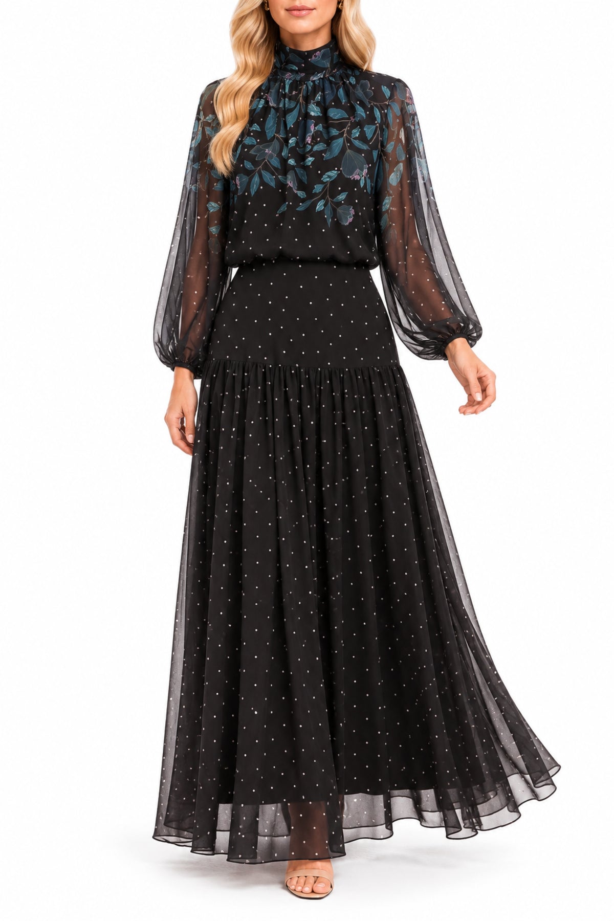 Black Floral Maxi Dress for Wedding Guests & Church | Maison Tara