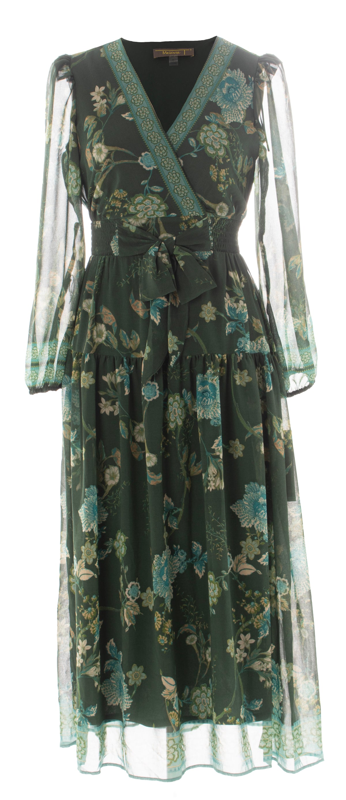 Green Floral Midi Dress | Wedding Guest & Church | Maison Tara green-floral-midi-dress-wedding-guest-church