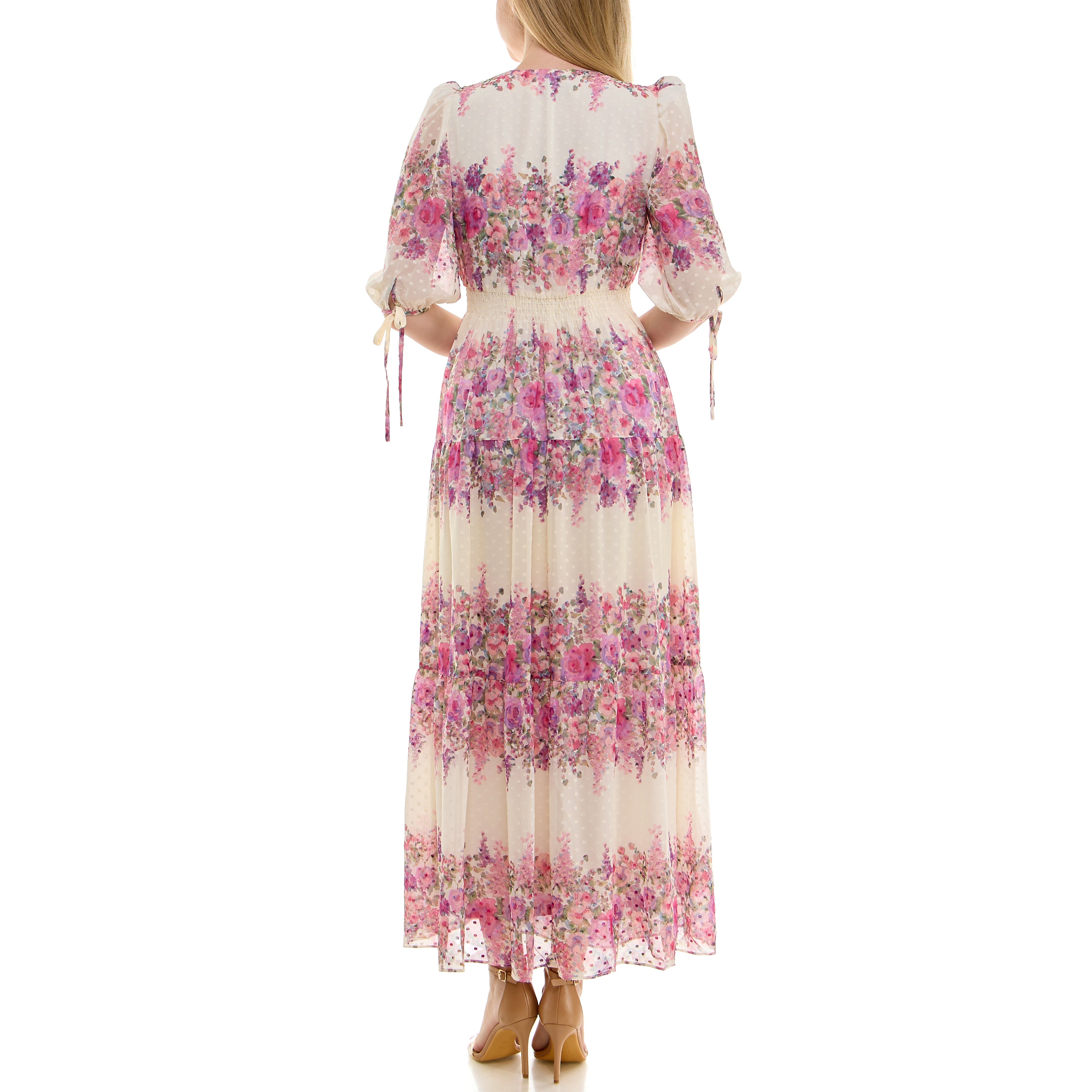 TAYLOR SMOCK WAIST FLORAL PRINT CHIFFON MAXI DRESS – Kelly