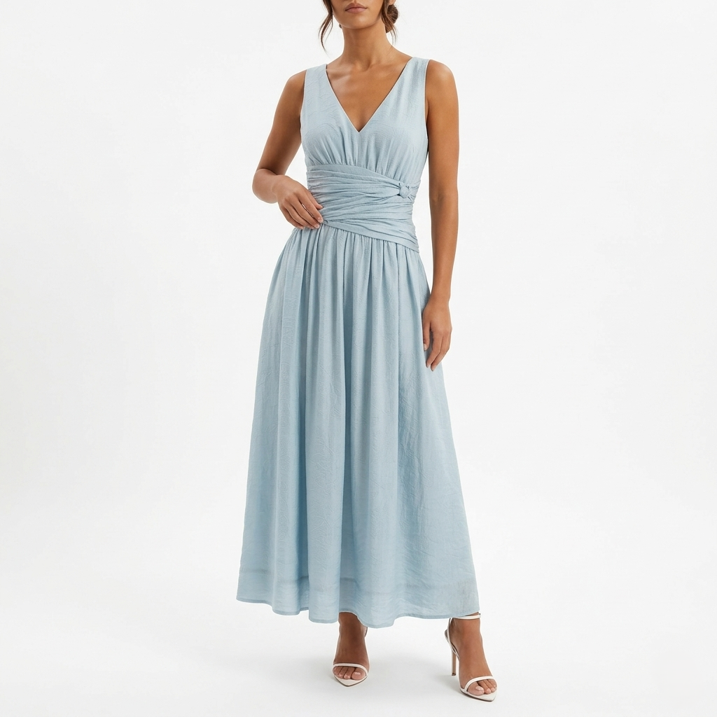 blue flowy maxi dress Rihoas Silky Satin Cowl Neck The perfect dress to fall in love in like a true Tsarina Ombre Blue Flowy Maxi Dress