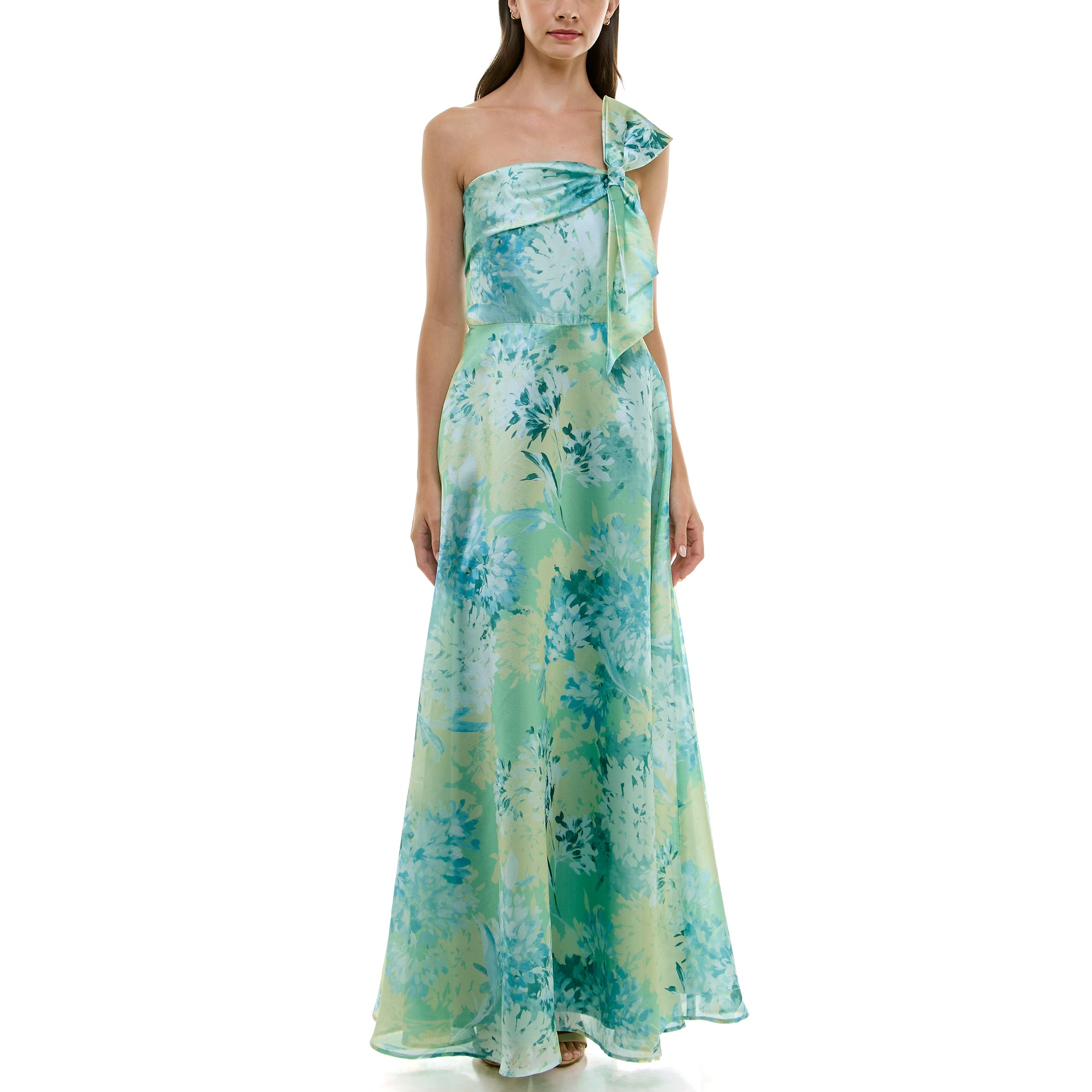 Taylor Women's Asymmetric-Neck Bow-Strap Gown