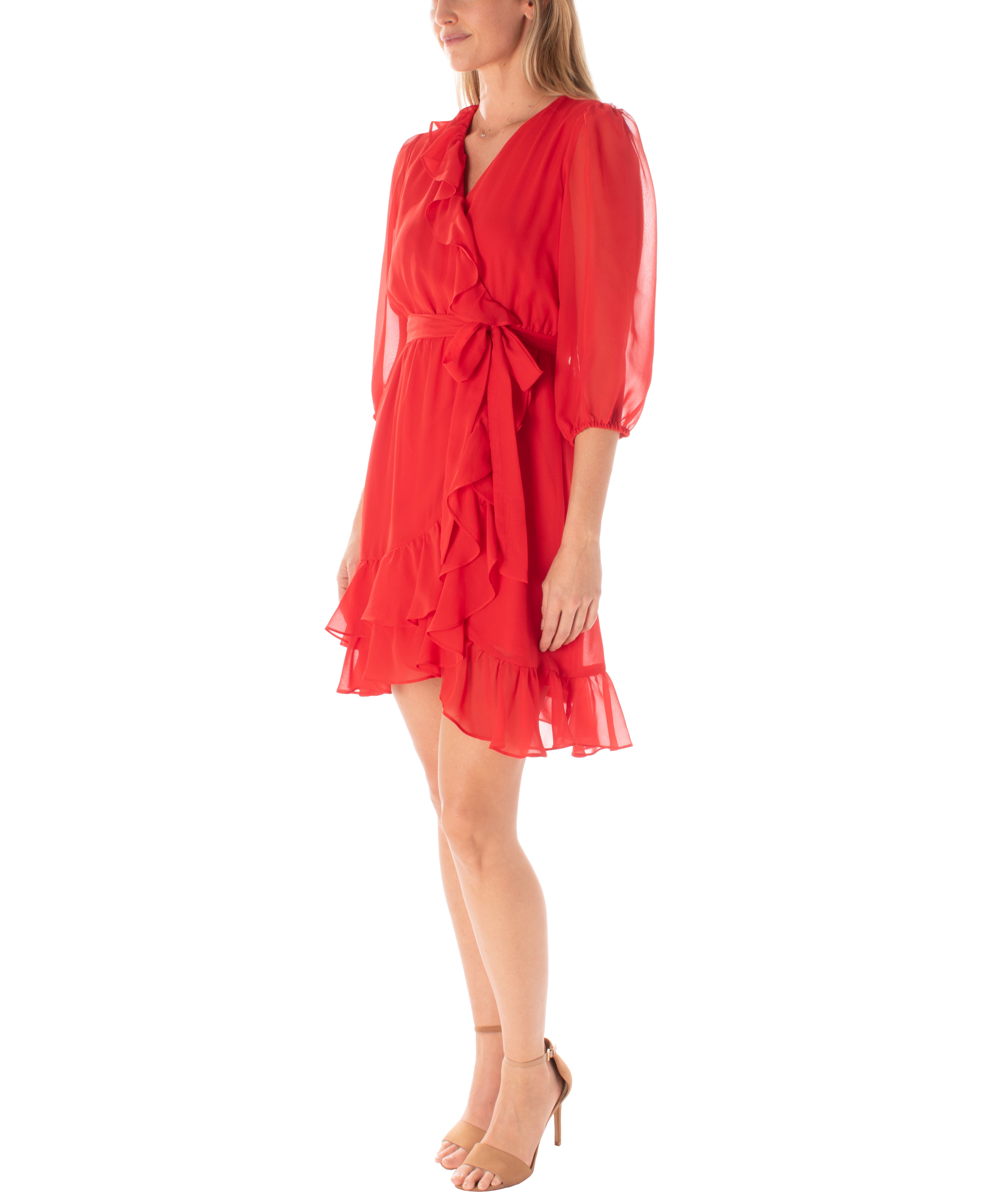 MAISON TARA RUFFLED CHIFFON WRAP DRESS - FINAL SALE – Kelly