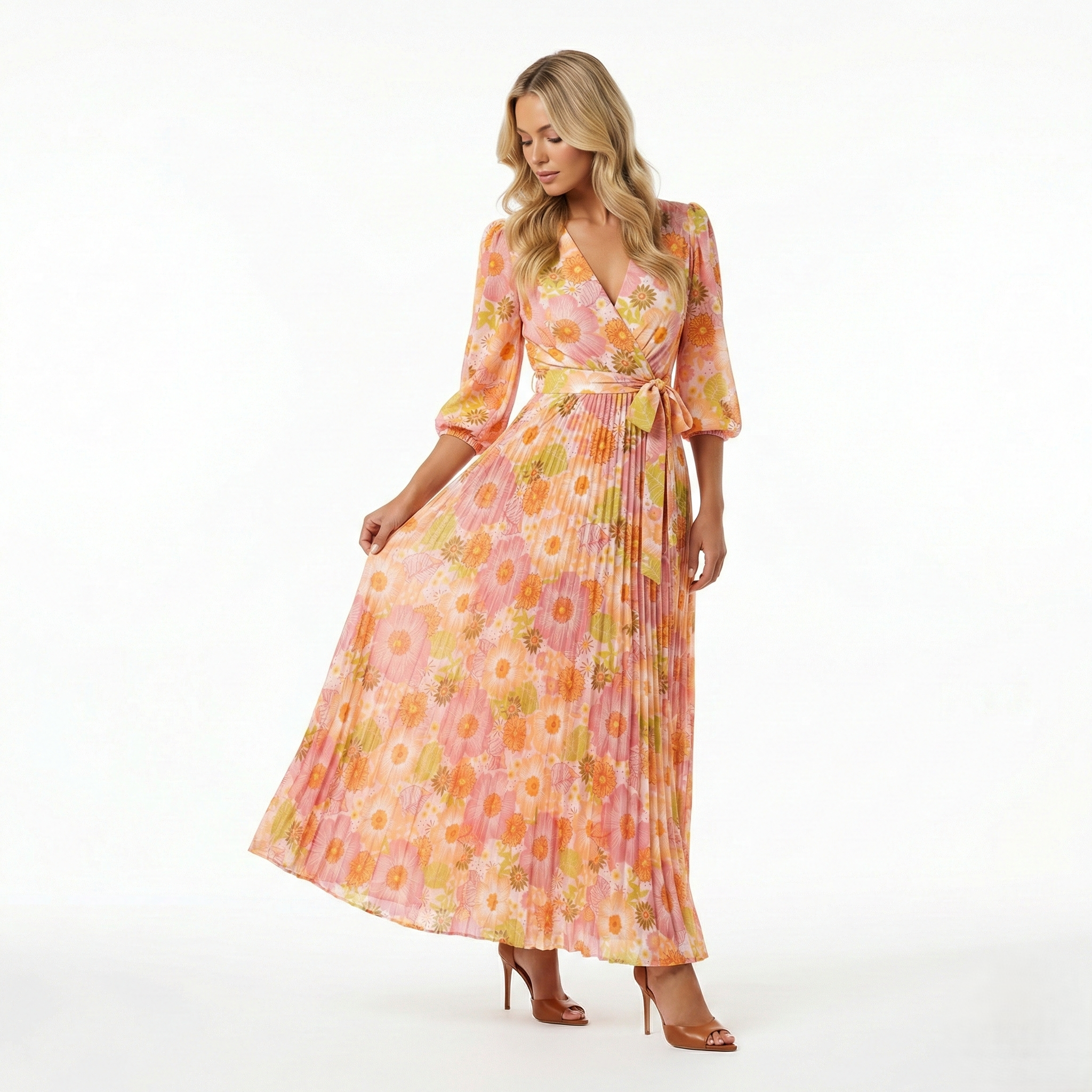 Maison Tara Printed Satin Midi Dress, 6 / Pink Maison Tara Printed Satin Midi Dress, 6 / Pink