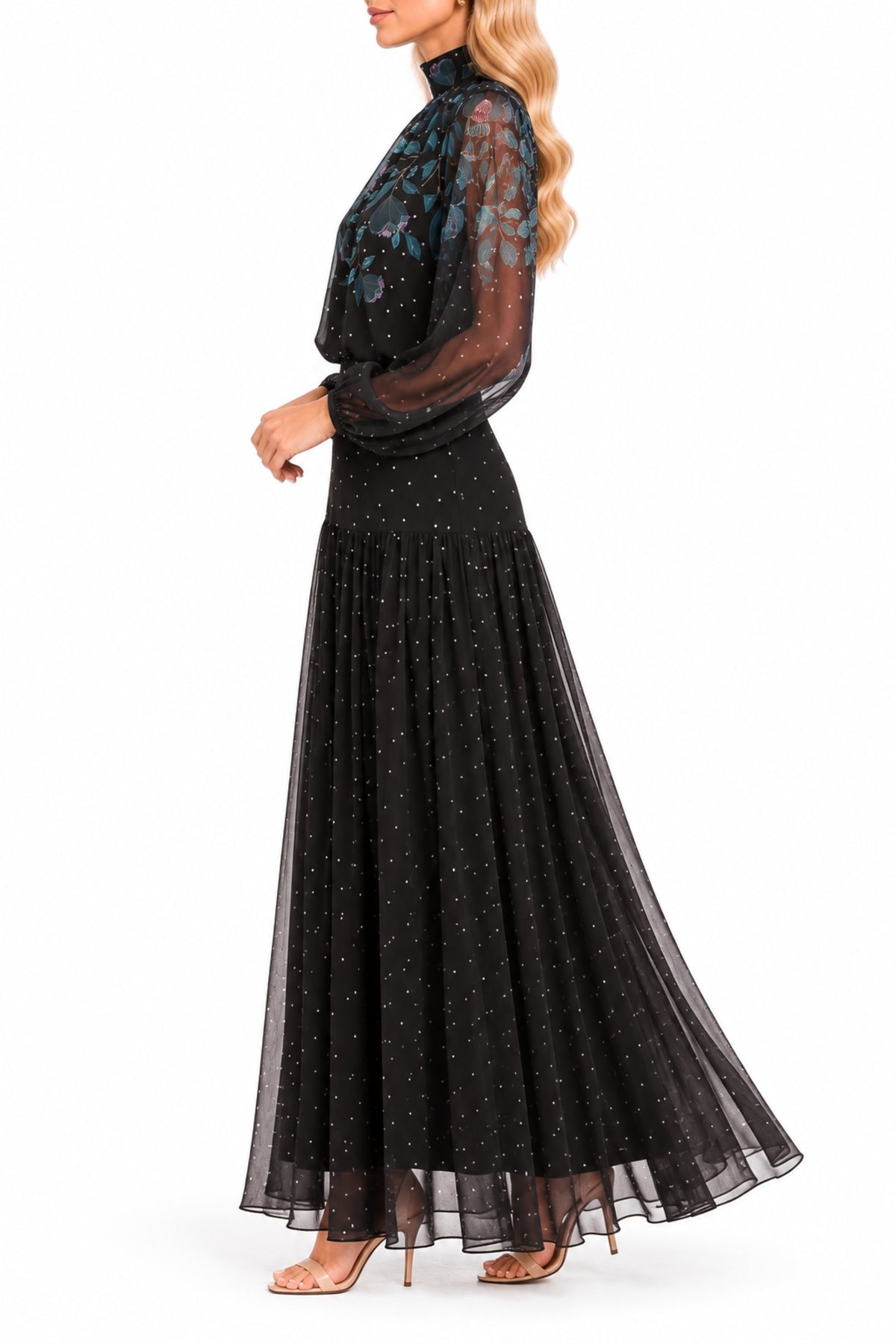 Black Floral Maxi Dress for Wedding Guests & Church | Maison Tara