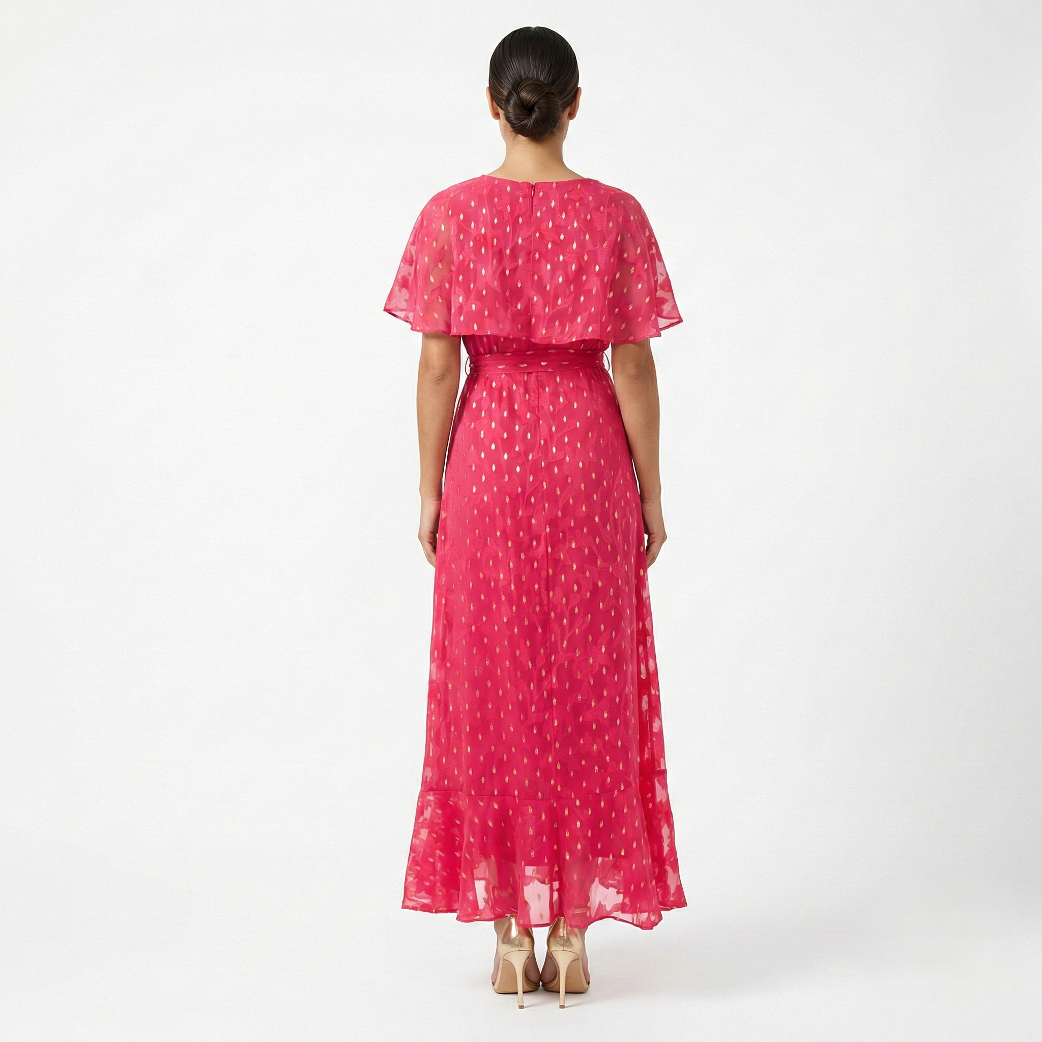 Maison Tara Lurex Clip Chiffon Midi Dress, 4 / Pink Maison Tara Lurex Clip Chiffon Midi Dress, 4 / Pink