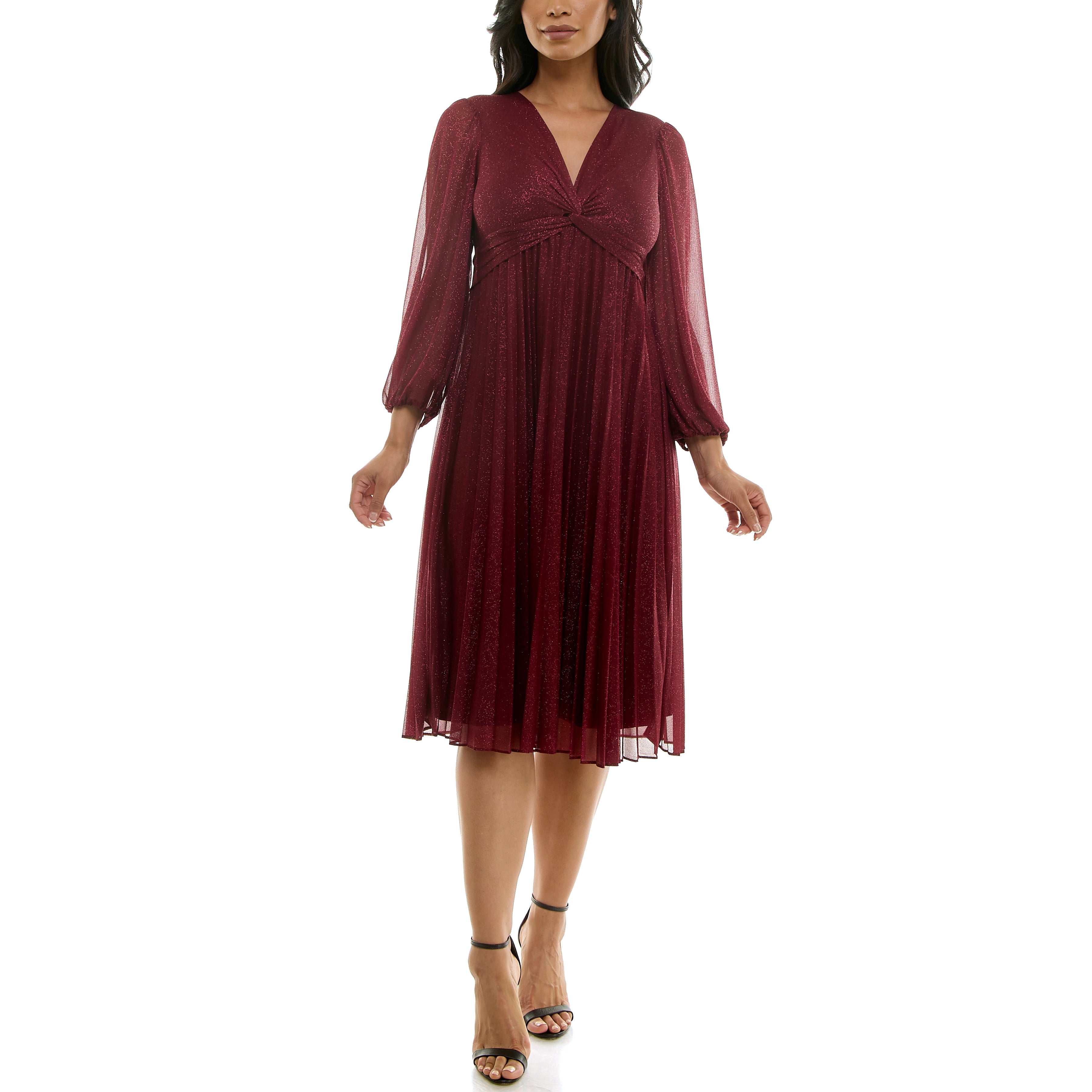 MAISON TARA KNOT BODICE GLITTER MESH MIDI DRESS – Kelly