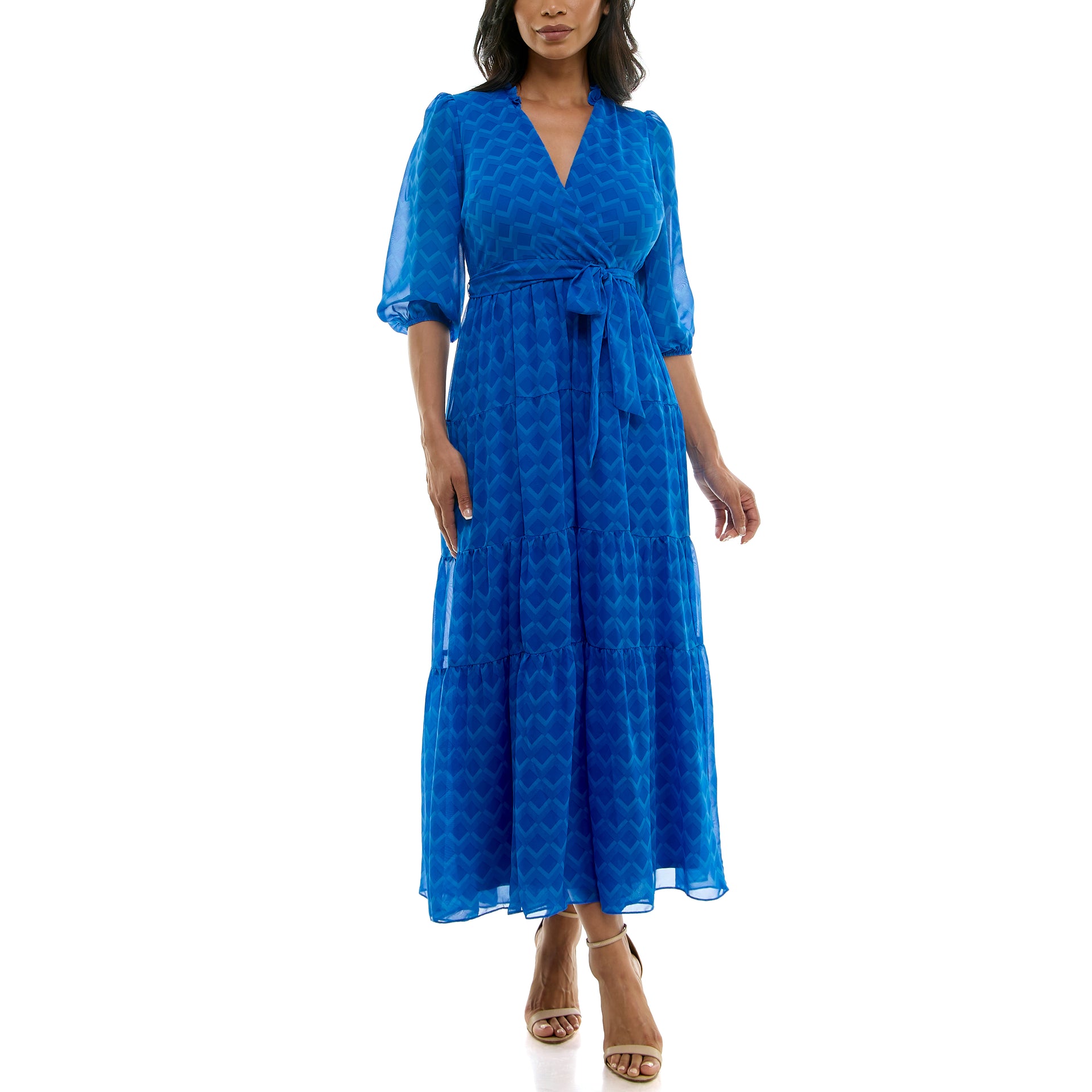 slim fit dress slacks Cobalt Blue Tropical Short Sleeve Dress - Maxi Dresses