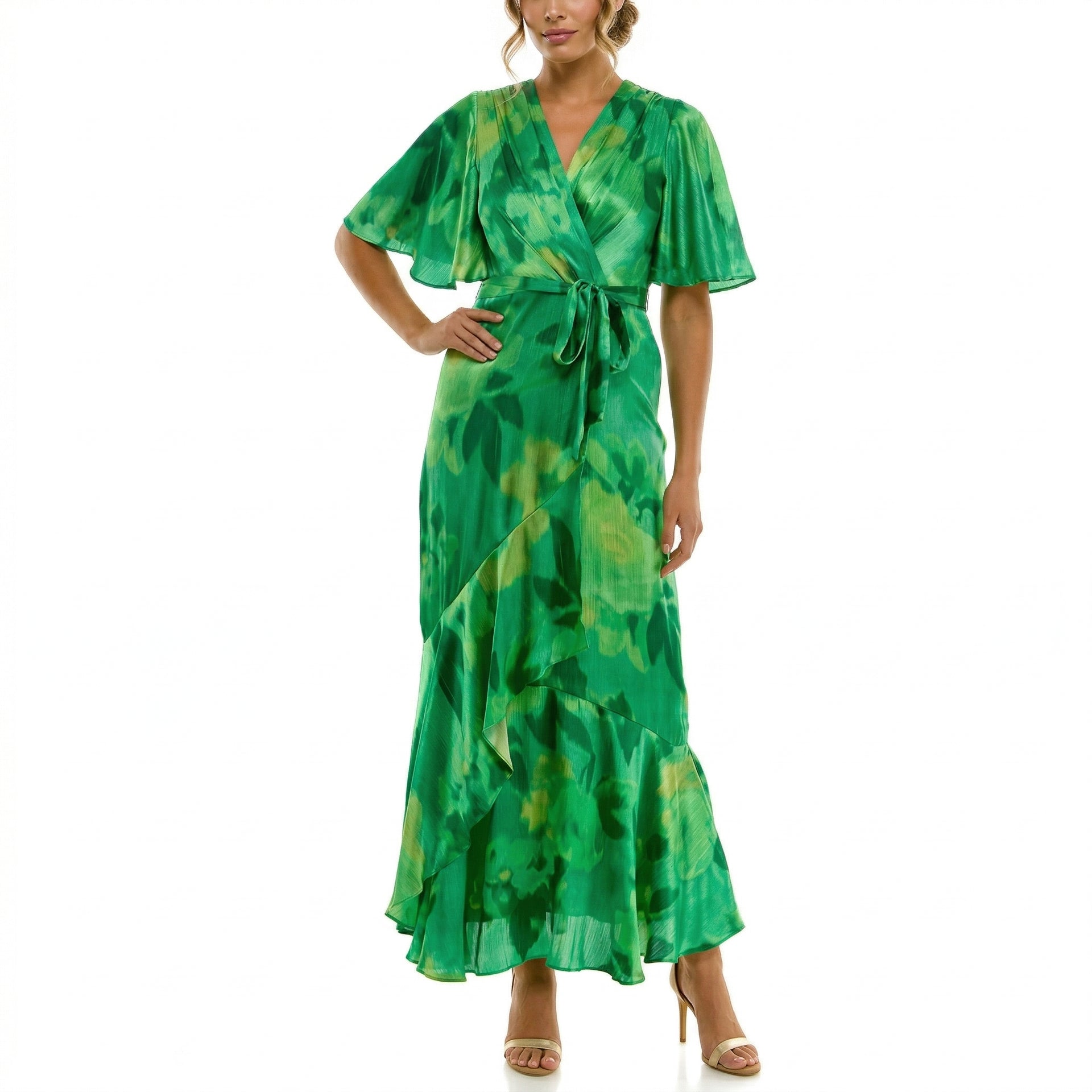 Taylor Satin Crinkle Maxi Dress, Green / 6 Taylor Satin Crinkle Maxi Dress, Green / 6
